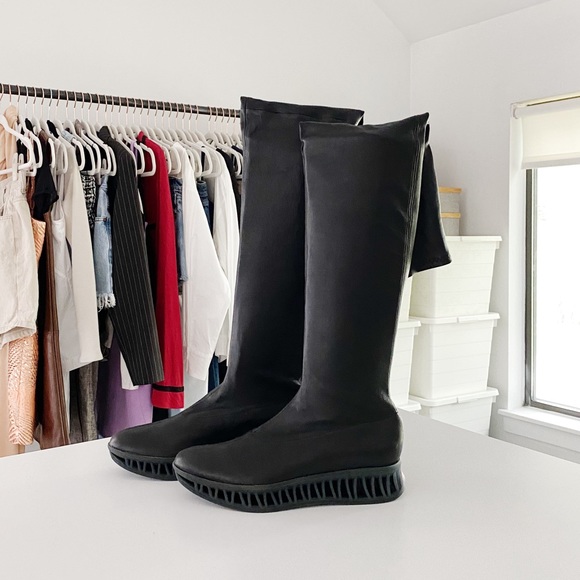 Clergerie Paris Modena Leather Over The Knee Flatform Boots Size FR 37 NIB - Picture 6 of 13